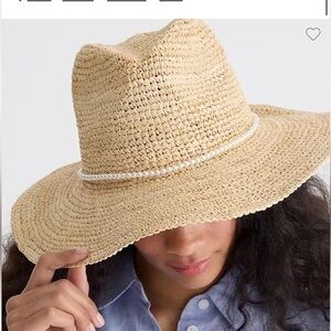 J. Crew Tan Straw Hat with Pearl Accent